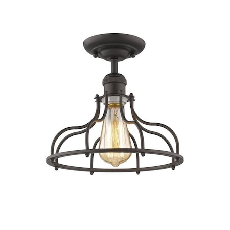 Chloe Lighting Chloe Lighting CH2D004RB10-SF1 Jaxon Industrial-Style 1 Light Rubbed Bronze Semi-Flush Ceiling Fixture - 10 in. CH2D004RB10-SF1